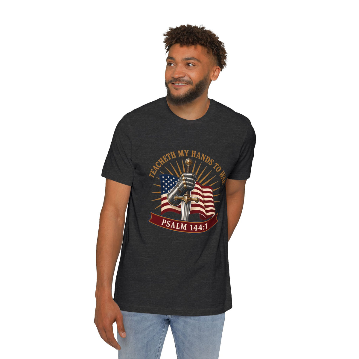 Gauntlet & Flag Psalm 144:1 Lightweight Tee