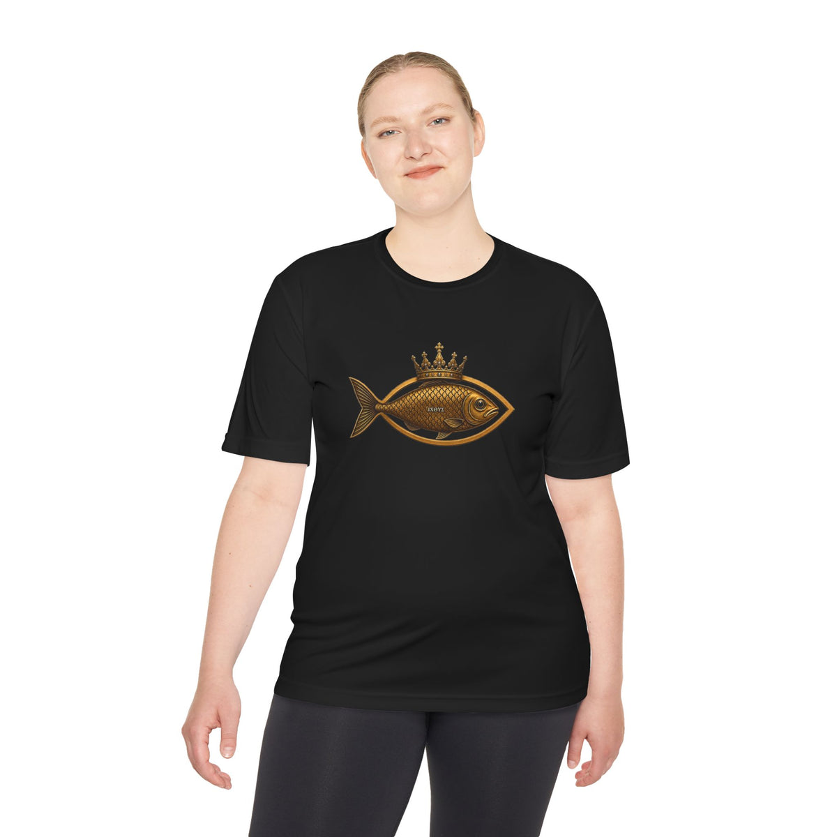 Crowned Ichthys Jesus Fish Men's Dry-Fit Performance Tee