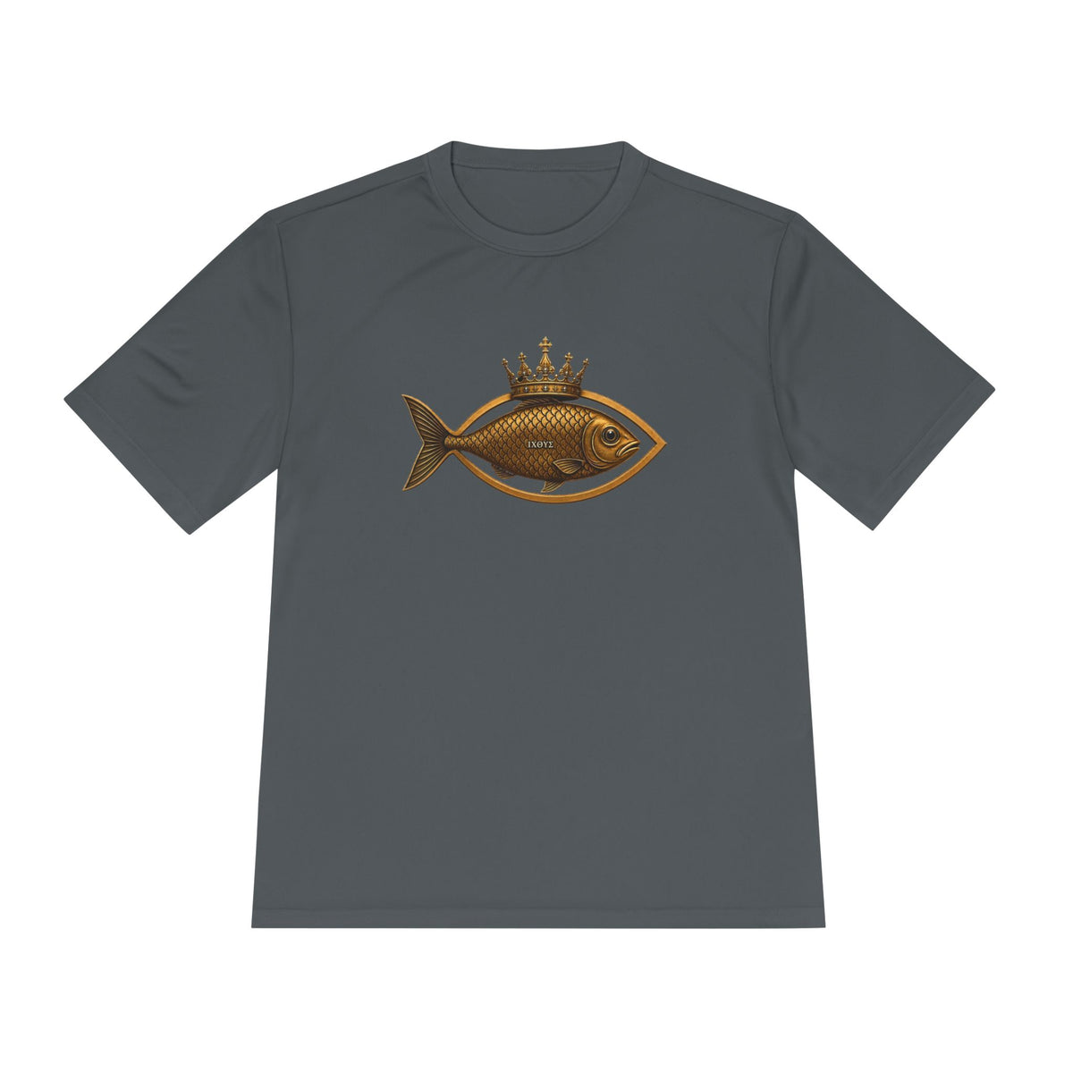 Crowned Ichthys Jesus Fish Men's Dry-Fit Performance Tee