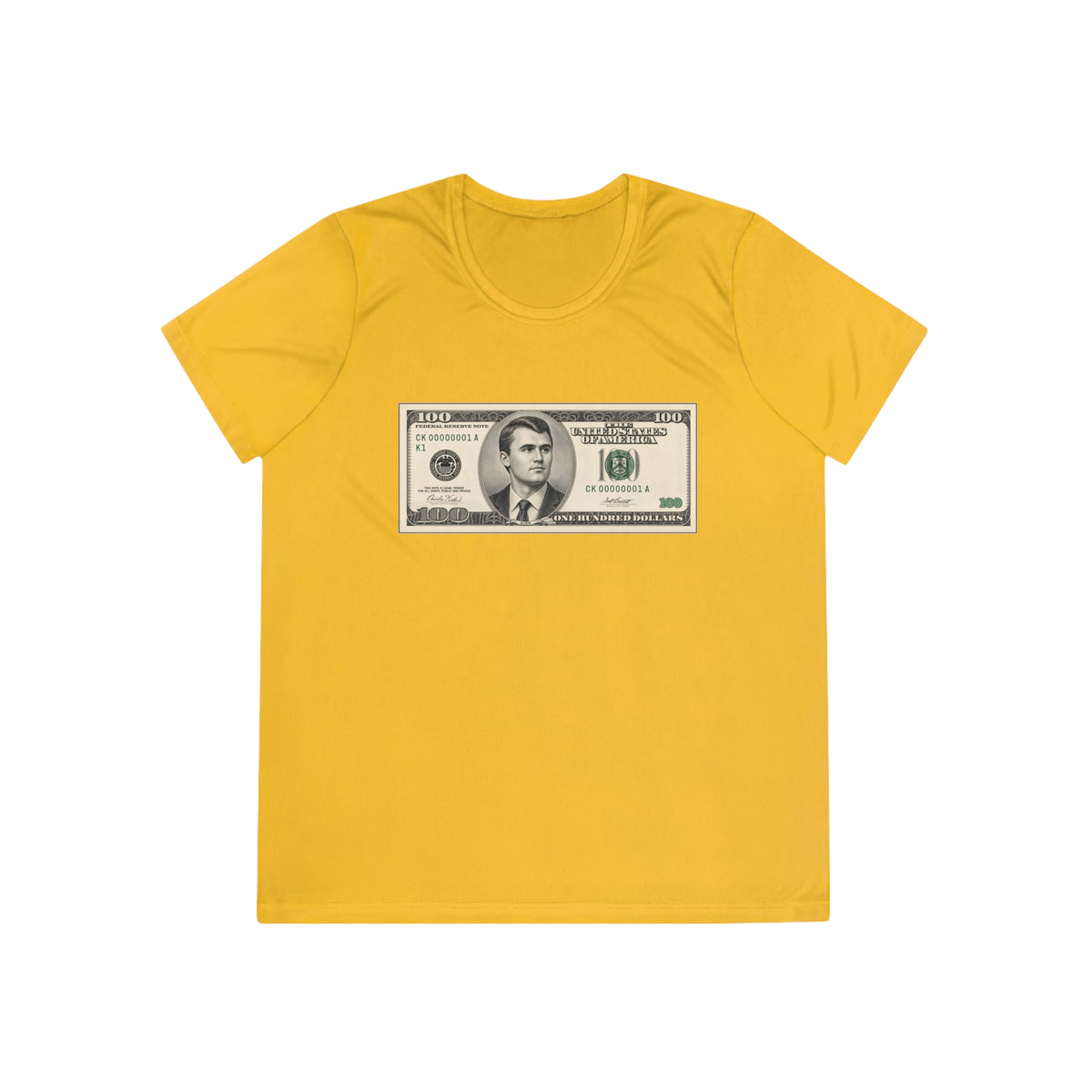 Charlie Kirk $100 Bill Women's Dry-Fit Performance Tee