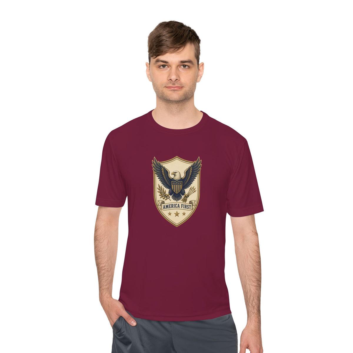 America First Badge Men's Dry-Fit Performance Tee