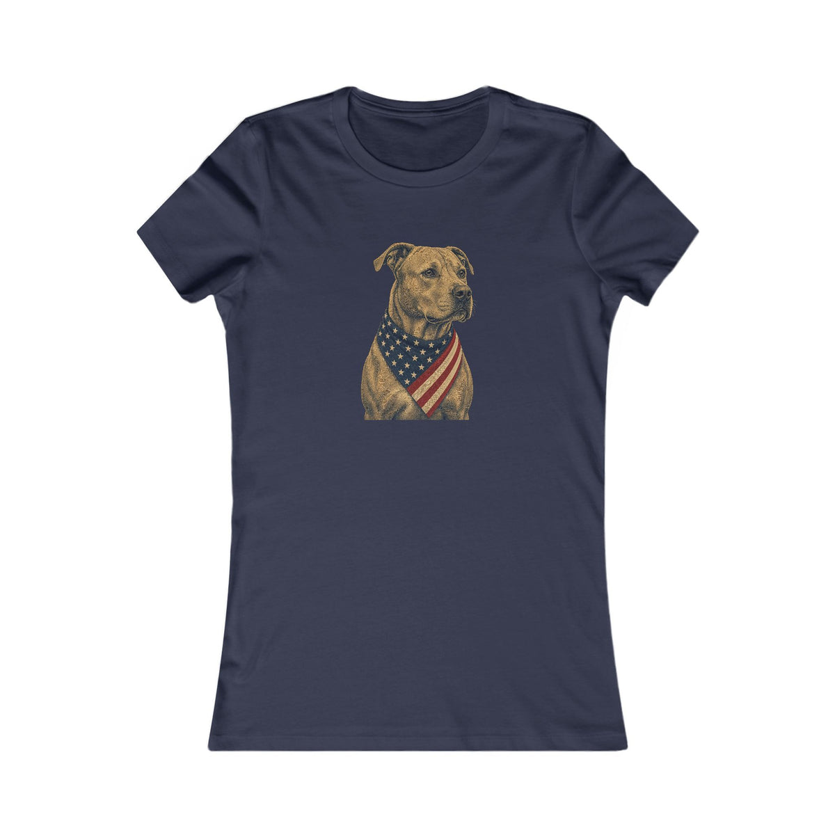 Patriotic Pit Bull American Flag Bandana Women's Slim Fit Tee