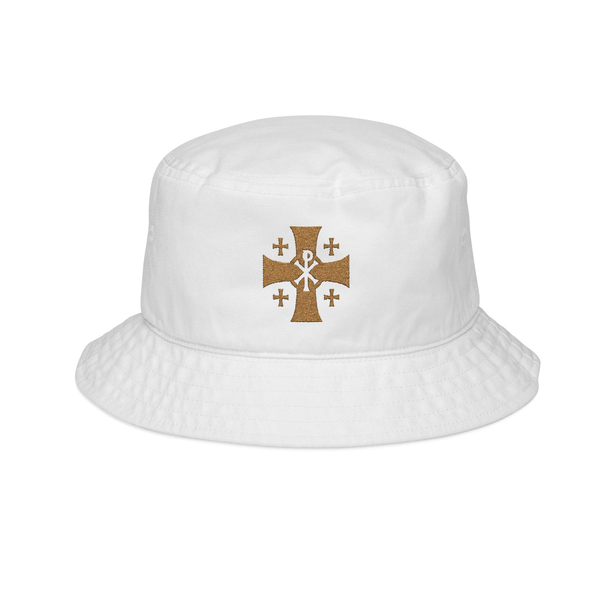 Chi-Rho Jerusalem Cross Embroidered Bucket Hat