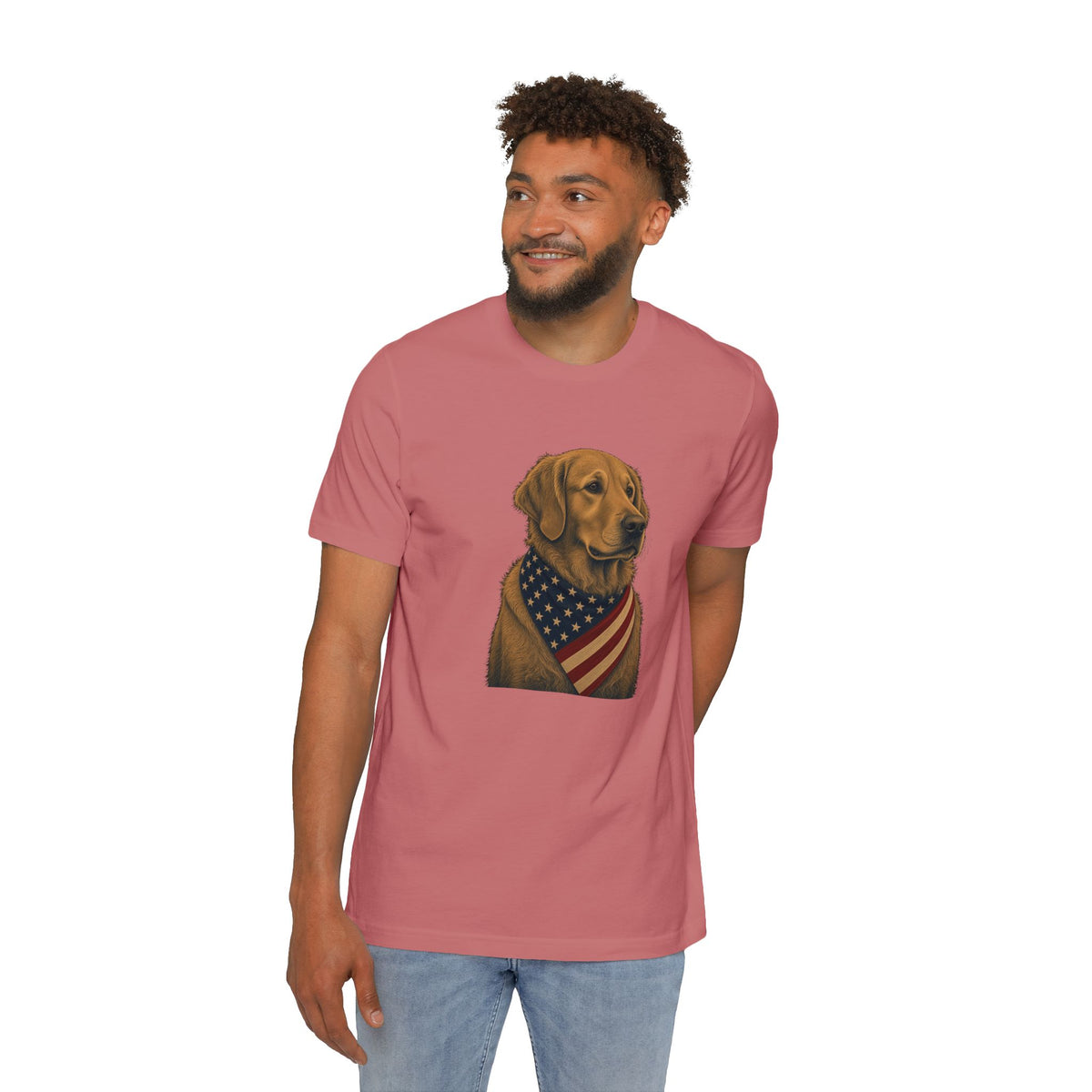 Patriotic Golden Retriever American Flag Bandana Lightweight Tee