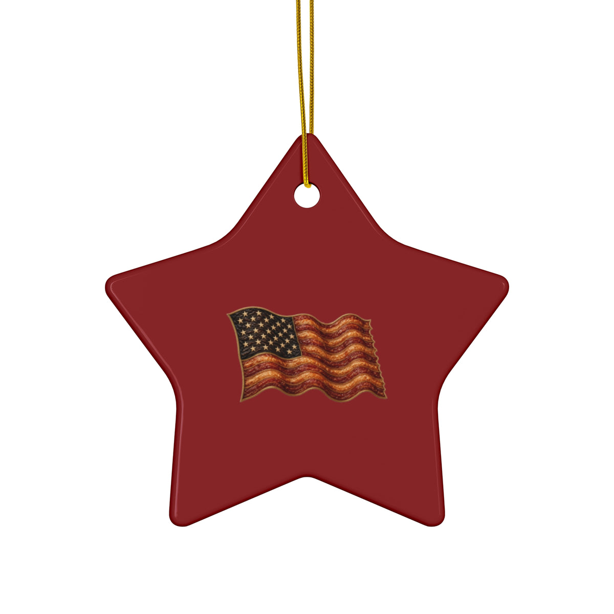 Bacon Flag Ceramic Christmas Ornament