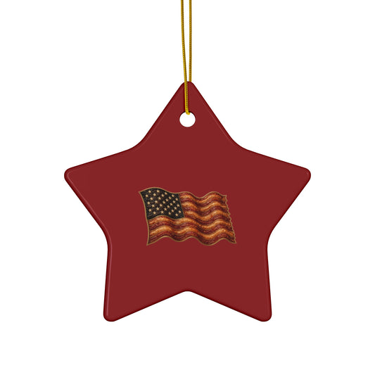 Bacon Flag Ceramic Christmas Ornament