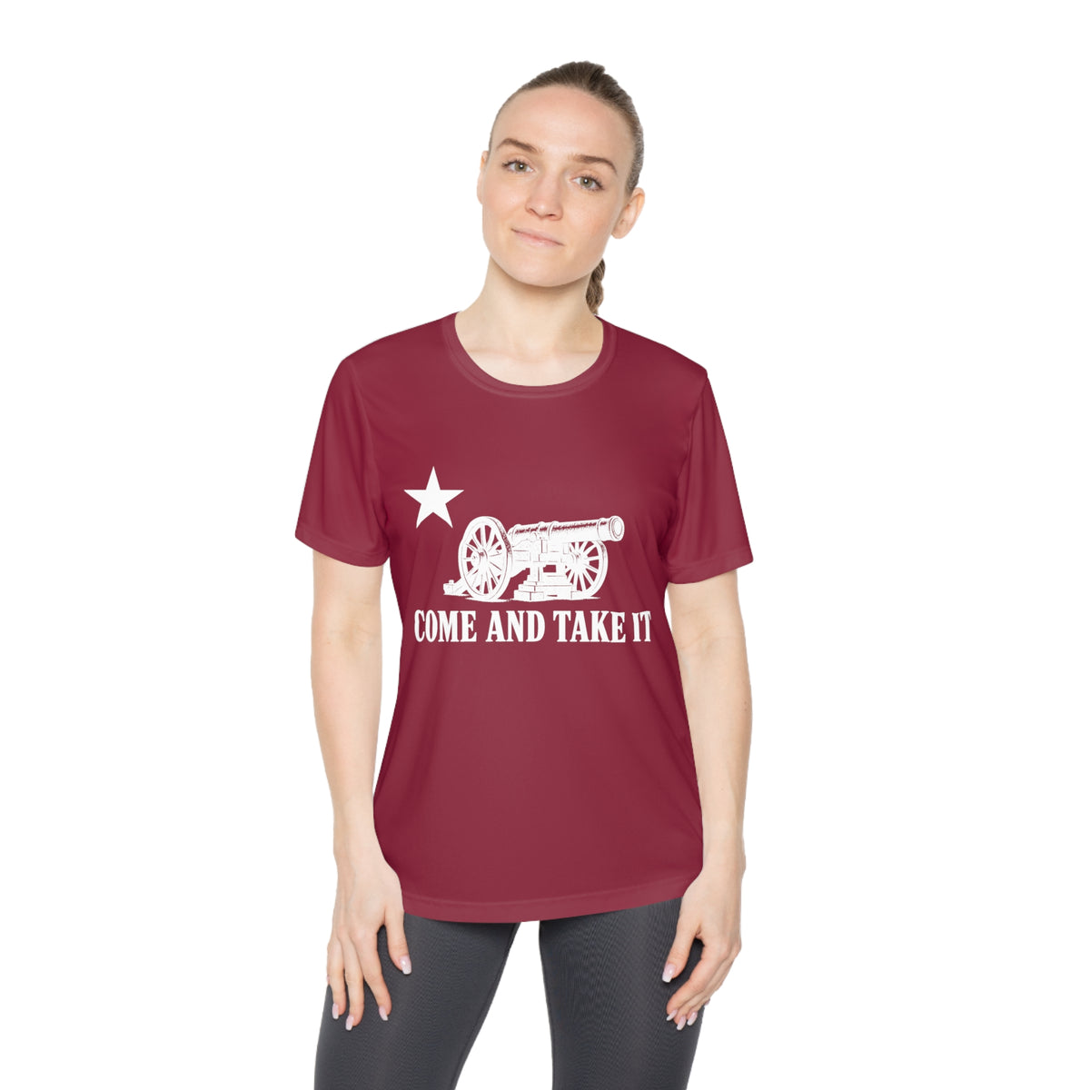 Come and Take It Cannon Women's Dry-Fit Performance Tee - Dark Colors