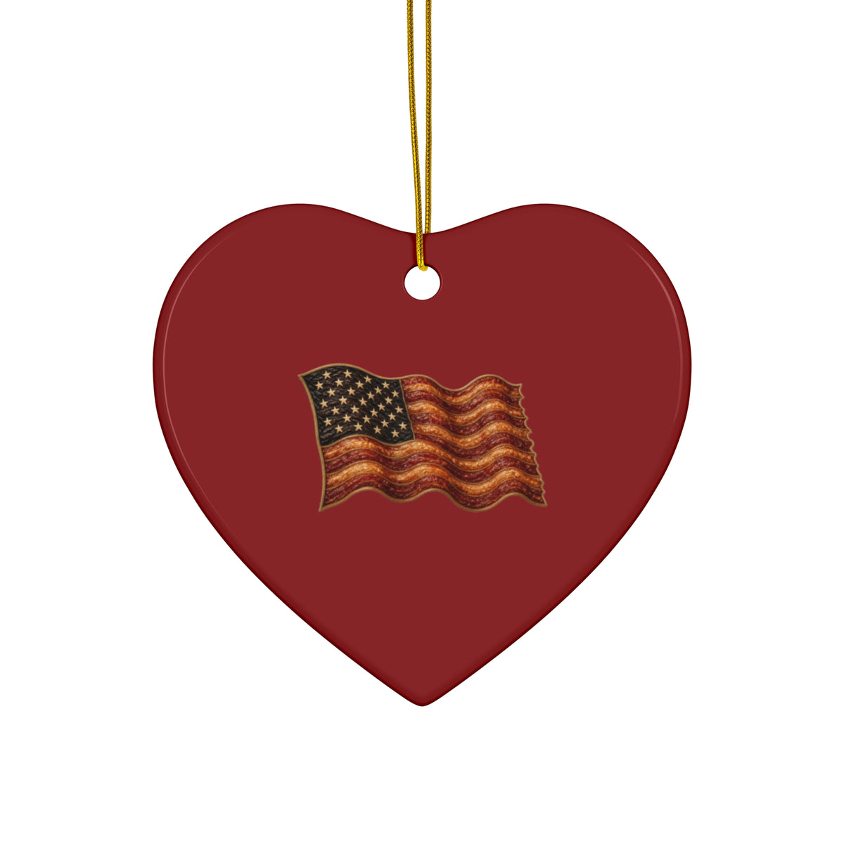 Bacon Flag Ceramic Christmas Ornament