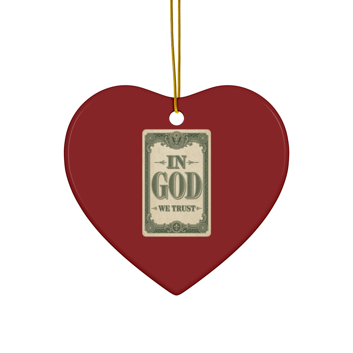 In God We Trust Card Ceramic Christmas Ornament