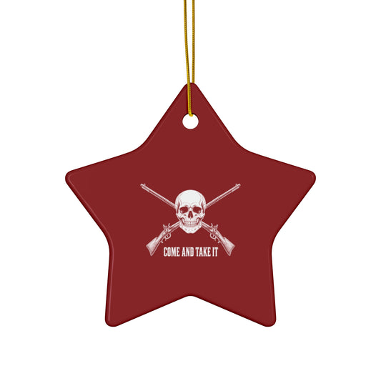 Come and Take It Jolly Roger Ceramic Christmas Ornament