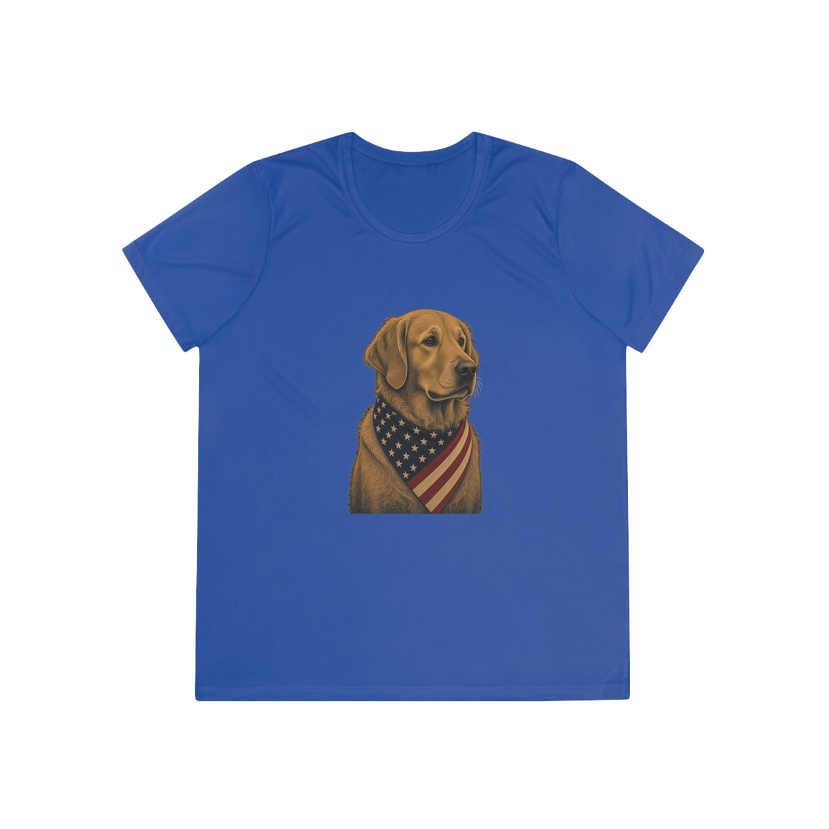 Patriotic Golden Retriever American Flag Bandana Women's Dry-Fit Performance Tee