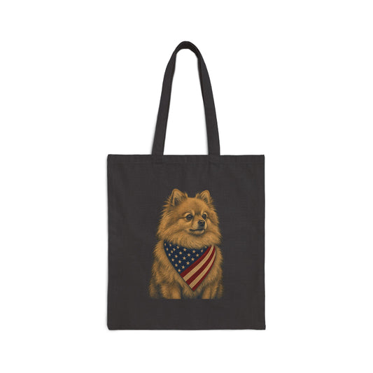 Pomeranian Patriotic Pup Canvas Tote Bag