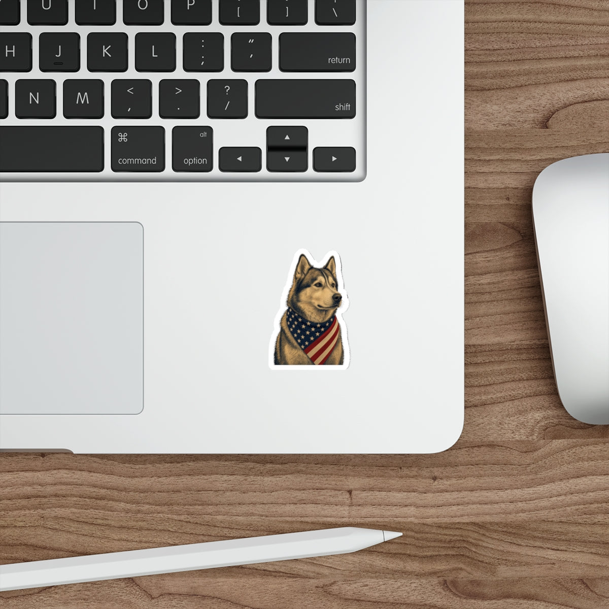 Patriotic Husky American Flag Bandana Die-Cut Sticker