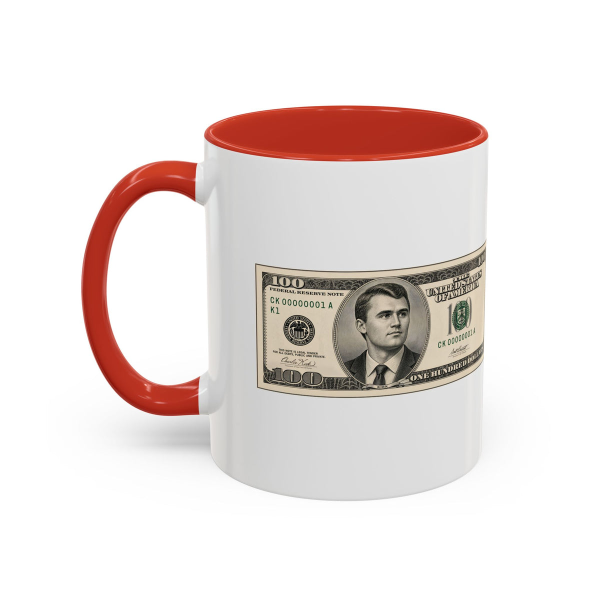 Charlie Kirk $100 Bill Accent Mug