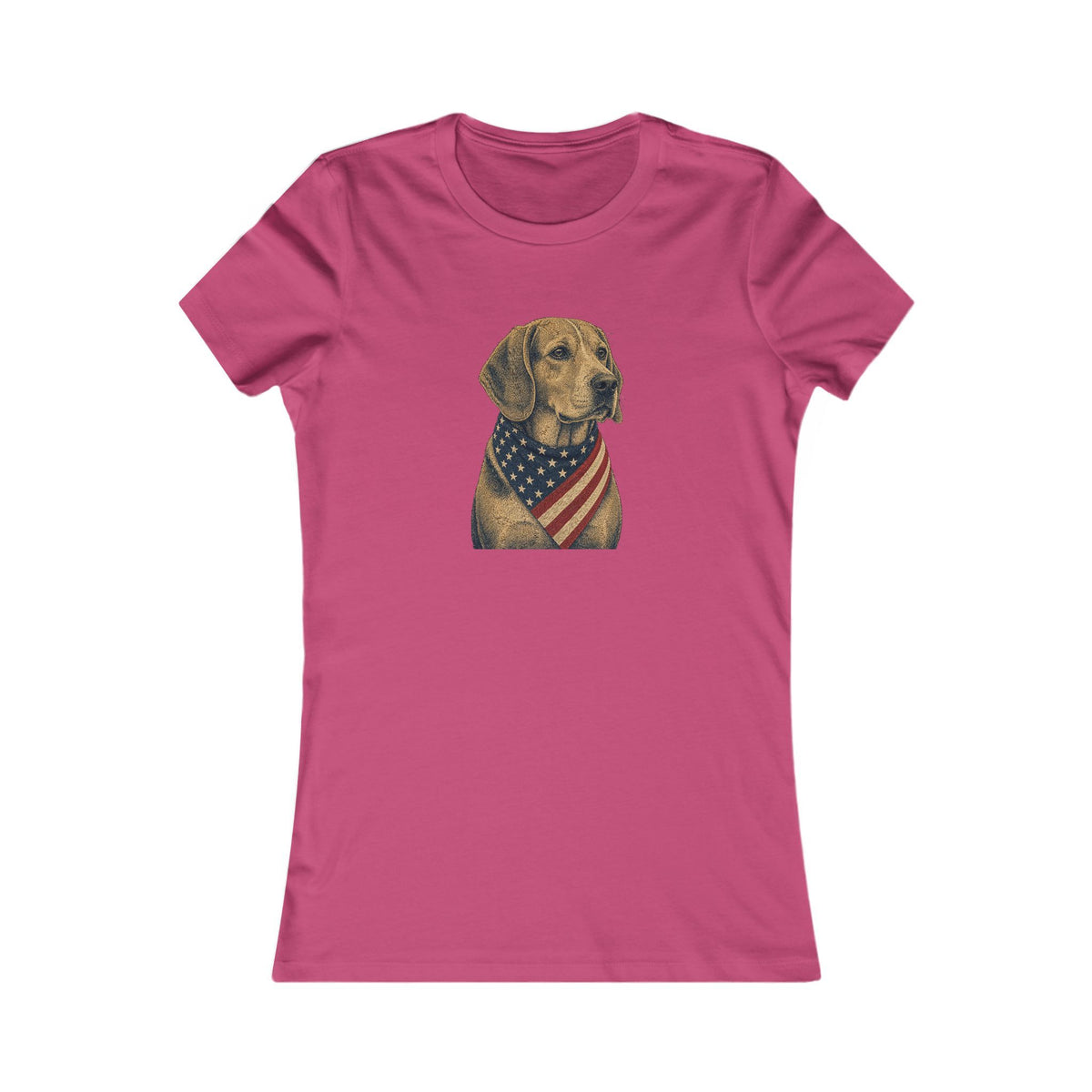 Patriotic Beagle American Flag Bandana Women's Slim Fit Tee