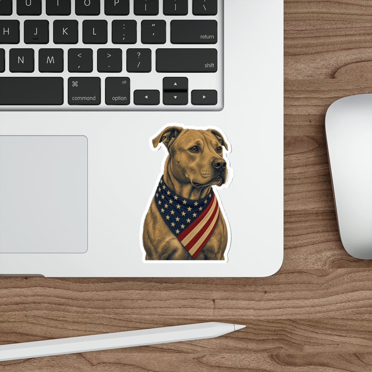 Patriotic Pit Bull American Flag Bandana Die-Cut Sticker