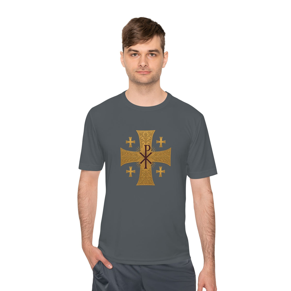 Chi-Rho Jerusalem Cross Men's Dry-Fit Performance Tee