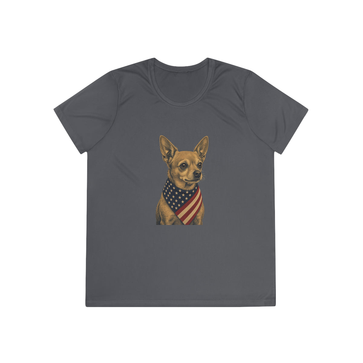 Patriotic Chihuahua American Flag Bandana Women's Dry-Fit Performance Tee
