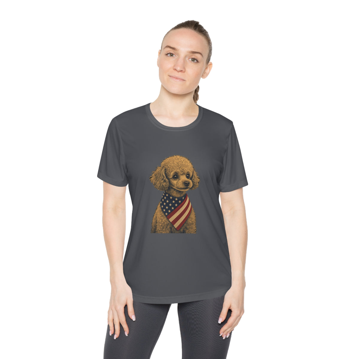 Patriotic Toy Poodle American Flag Bandana Women's Dry-Fit Performance Tee