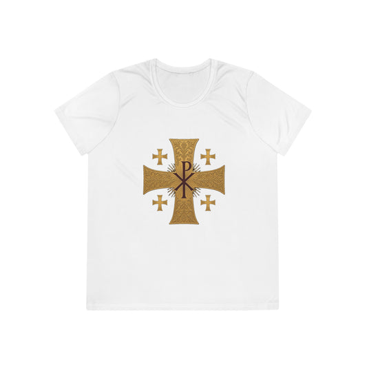 Chi-Rho Jerusalem Cross Women's Dry-Fit Performance Tee
