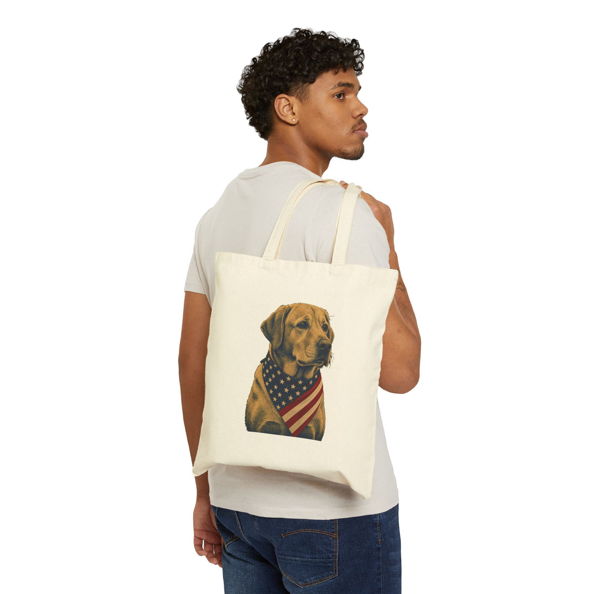 Lab Patriotic Pup Canvas Tote Bag