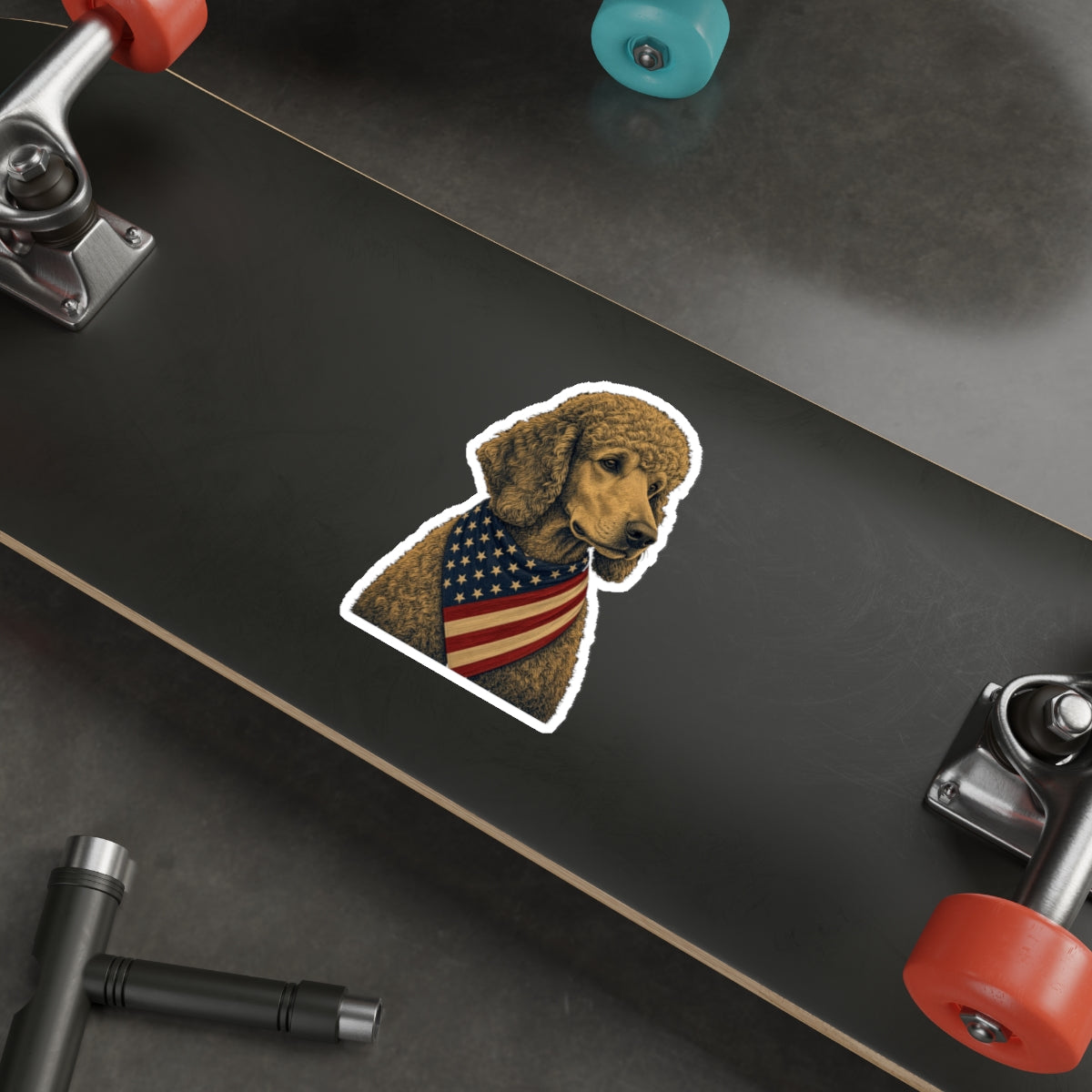 Patriotic Poodle American Flag Bandana Die-Cut Sticker