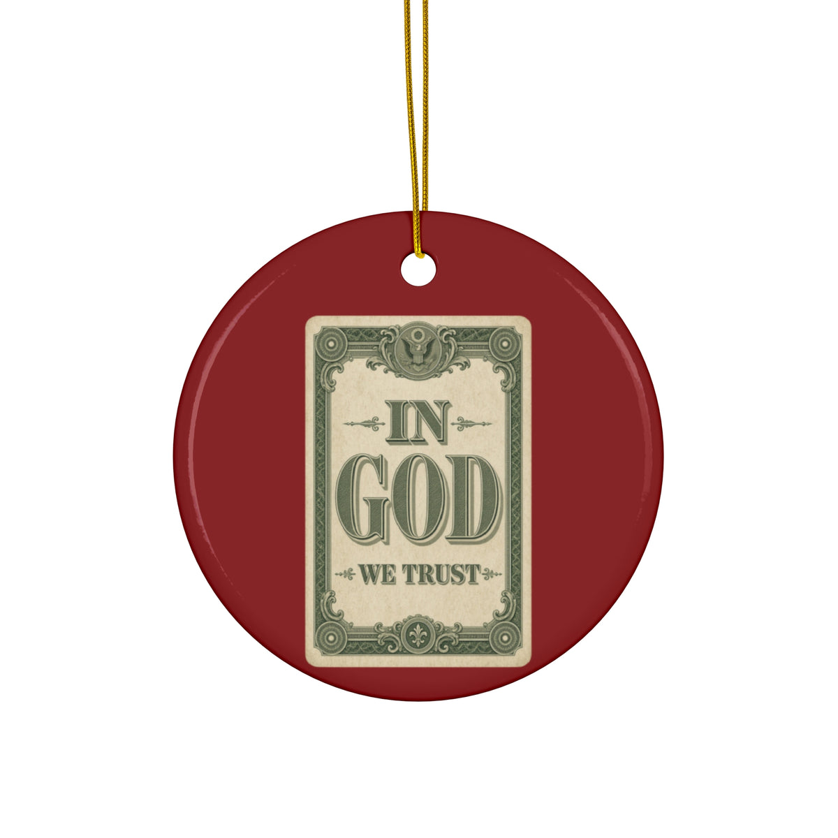 In God We Trust Card Ceramic Christmas Ornament