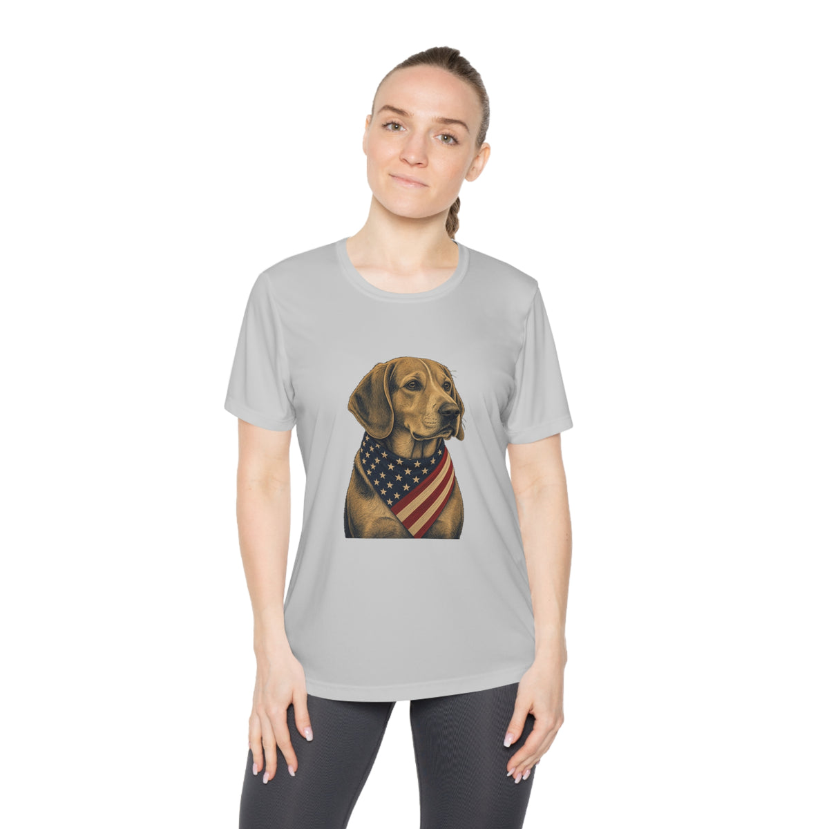 Patriotic Beagle American Flag Bandana Women's Dry-Fit Performance Tee