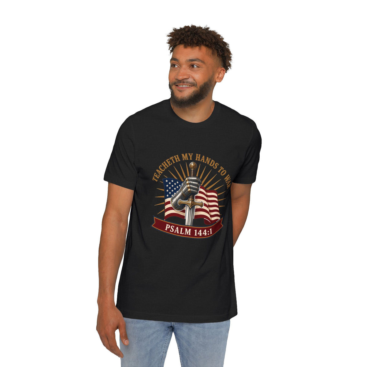 Gauntlet & Flag Psalm 144:1 Lightweight Tee