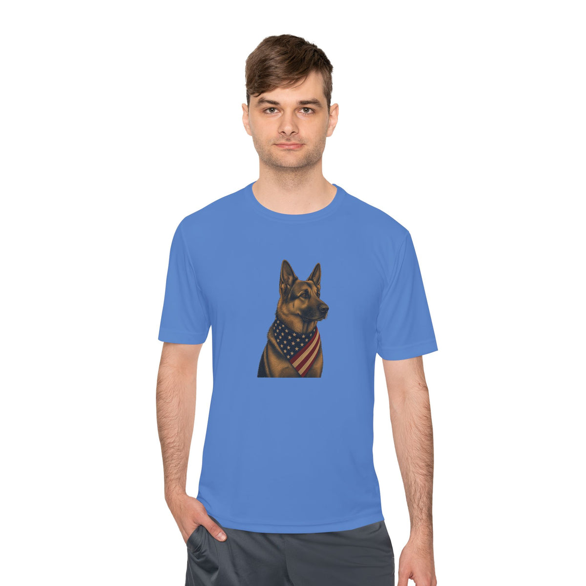 Patriotic German Shepherd American Flag Bandana Men's Dry-Fit Performance Tee