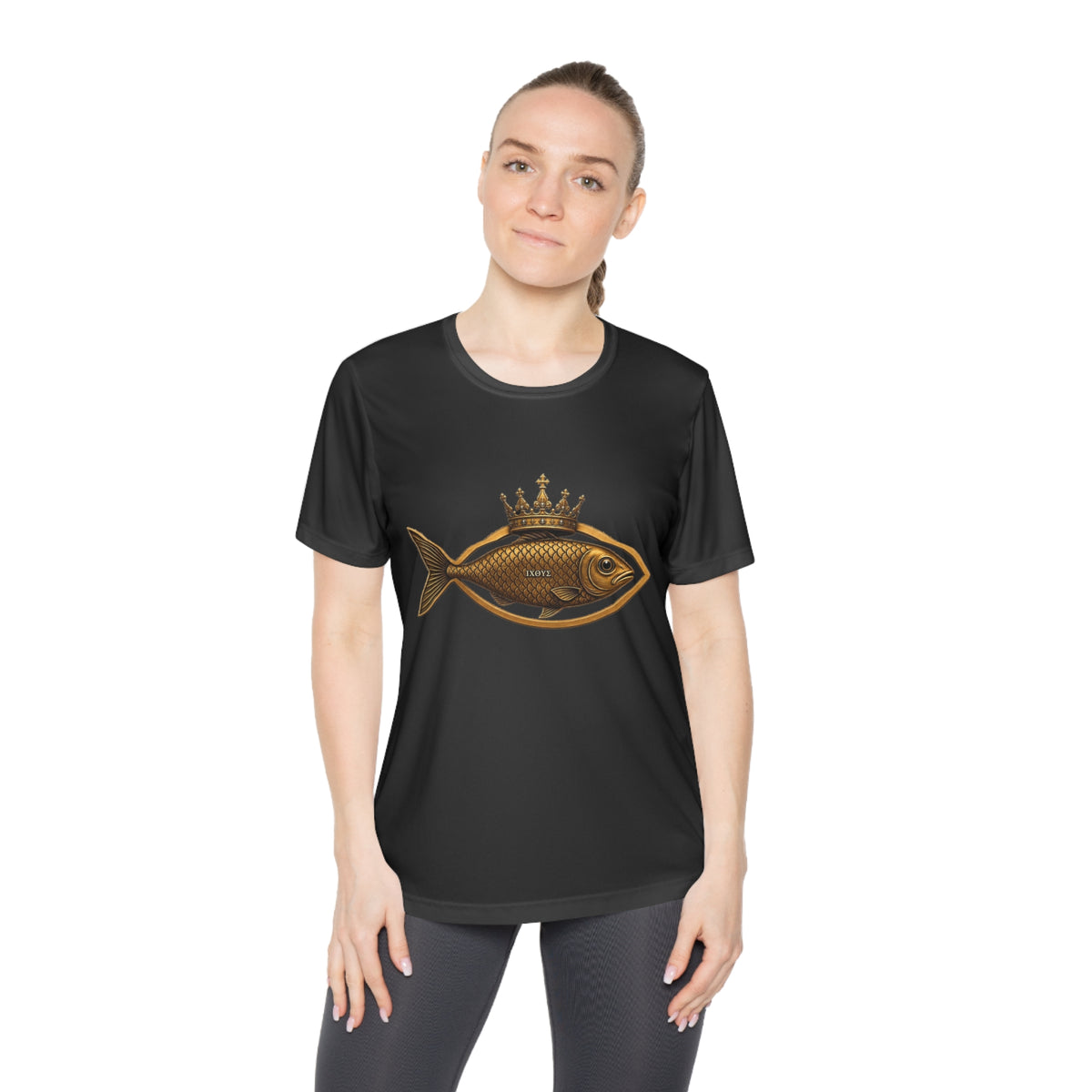 Crowned Ichthys Jesus Fish Women's Dry-Fit Performance Tee
