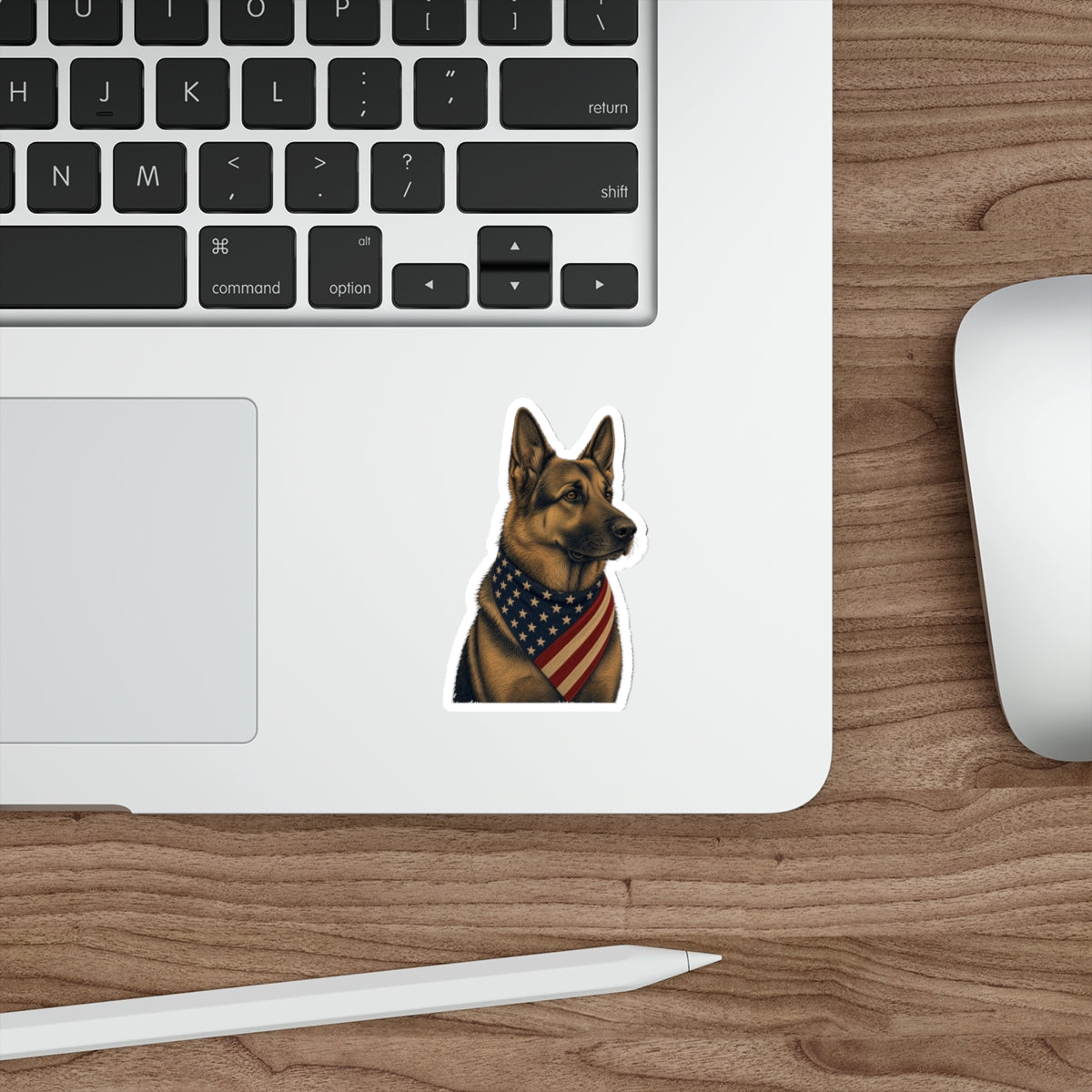 Patriotic German Shepherd American Flag Bandana Die-Cut Sticker