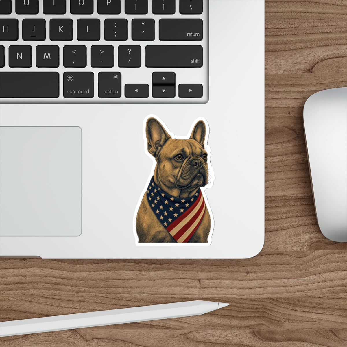 Patriotic French Bulldog American Flag Bandana Die-Cut Sticker