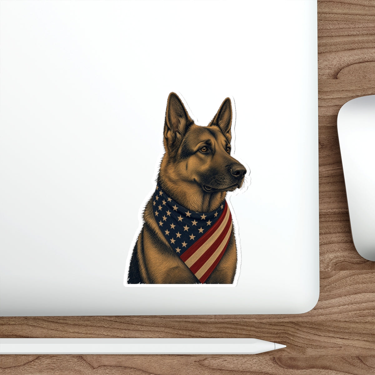 Patriotic German Shepherd American Flag Bandana Die-Cut Sticker