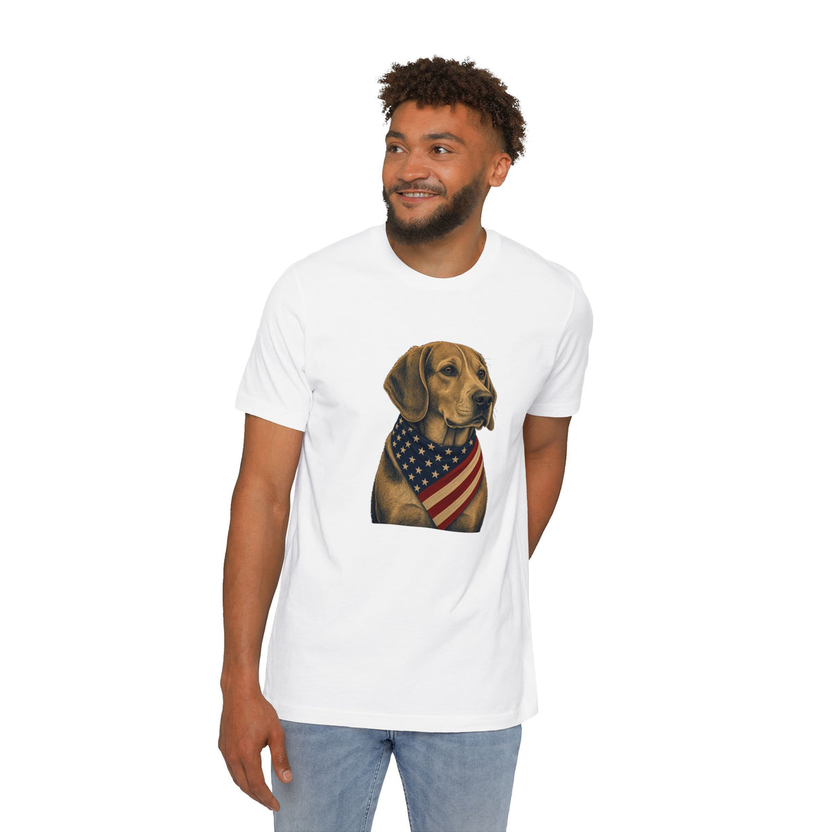 Patriotic Beagle American Flag Bandana Lightweight Tee