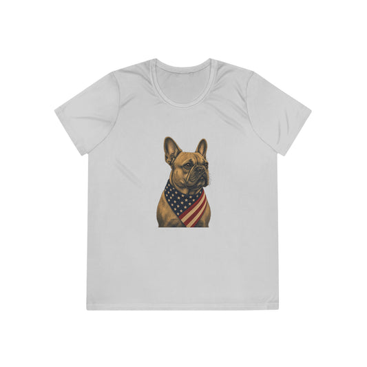 Patriotic French Bulldog American Flag Bandana Women's Dry-Fit Performance Tee