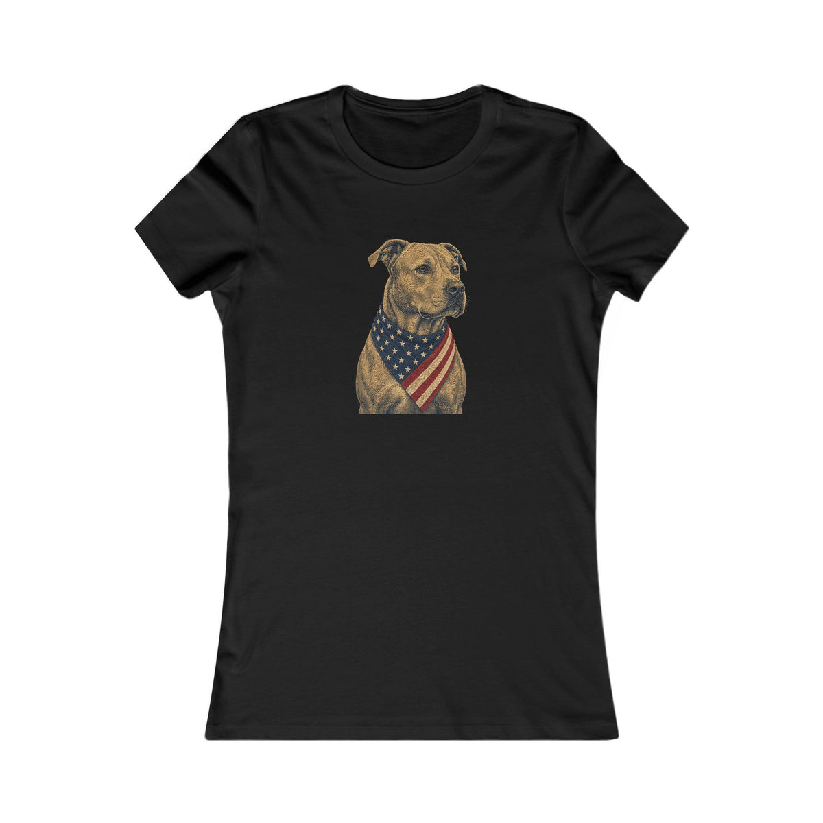 Patriotic Pit Bull American Flag Bandana Women's Slim Fit Tee