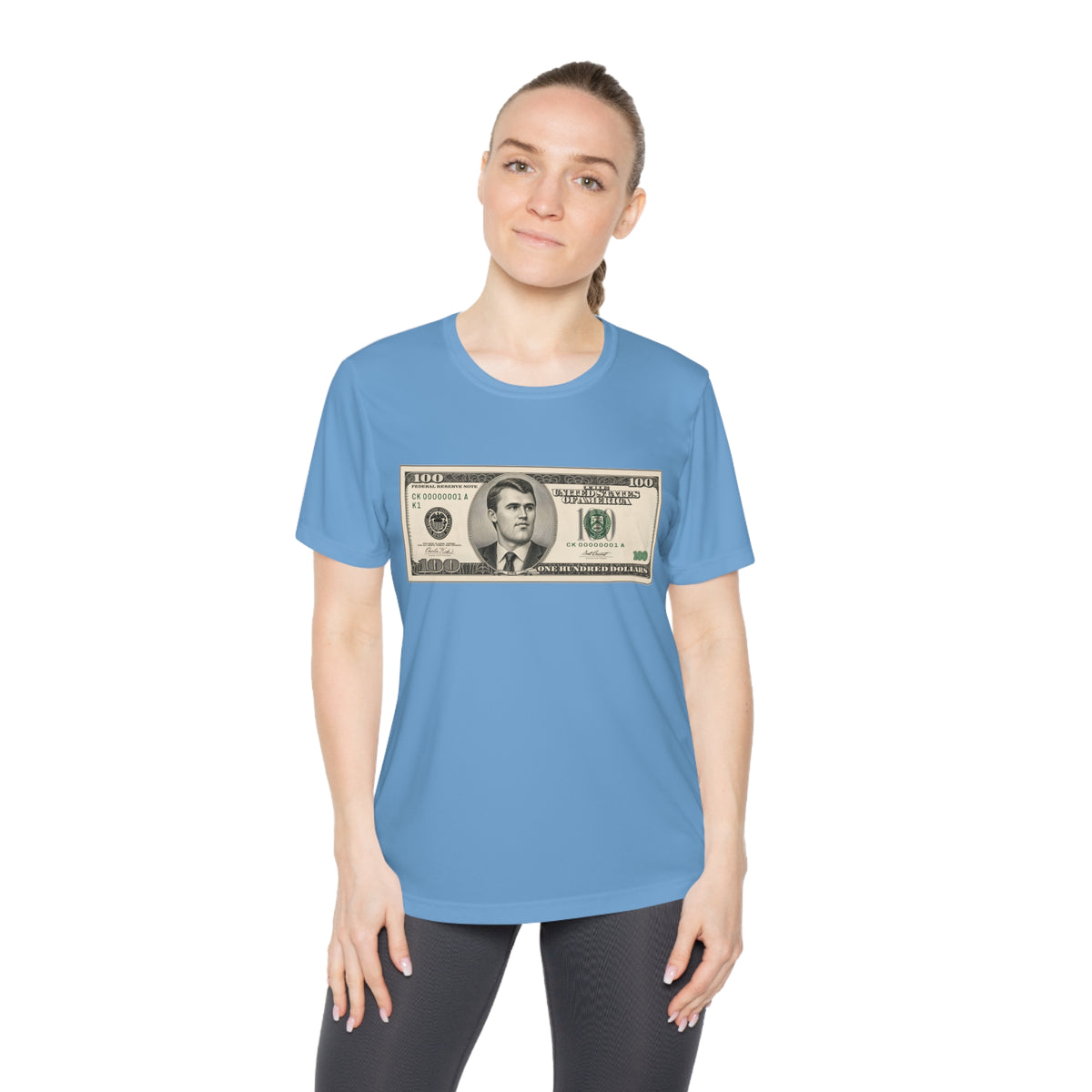 Charlie Kirk $100 Bill Women's Dry-Fit Performance Tee