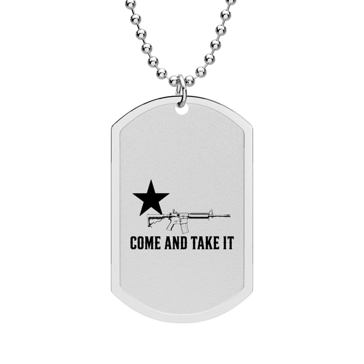 Come and Take It Rifle Dog Tag Necklace