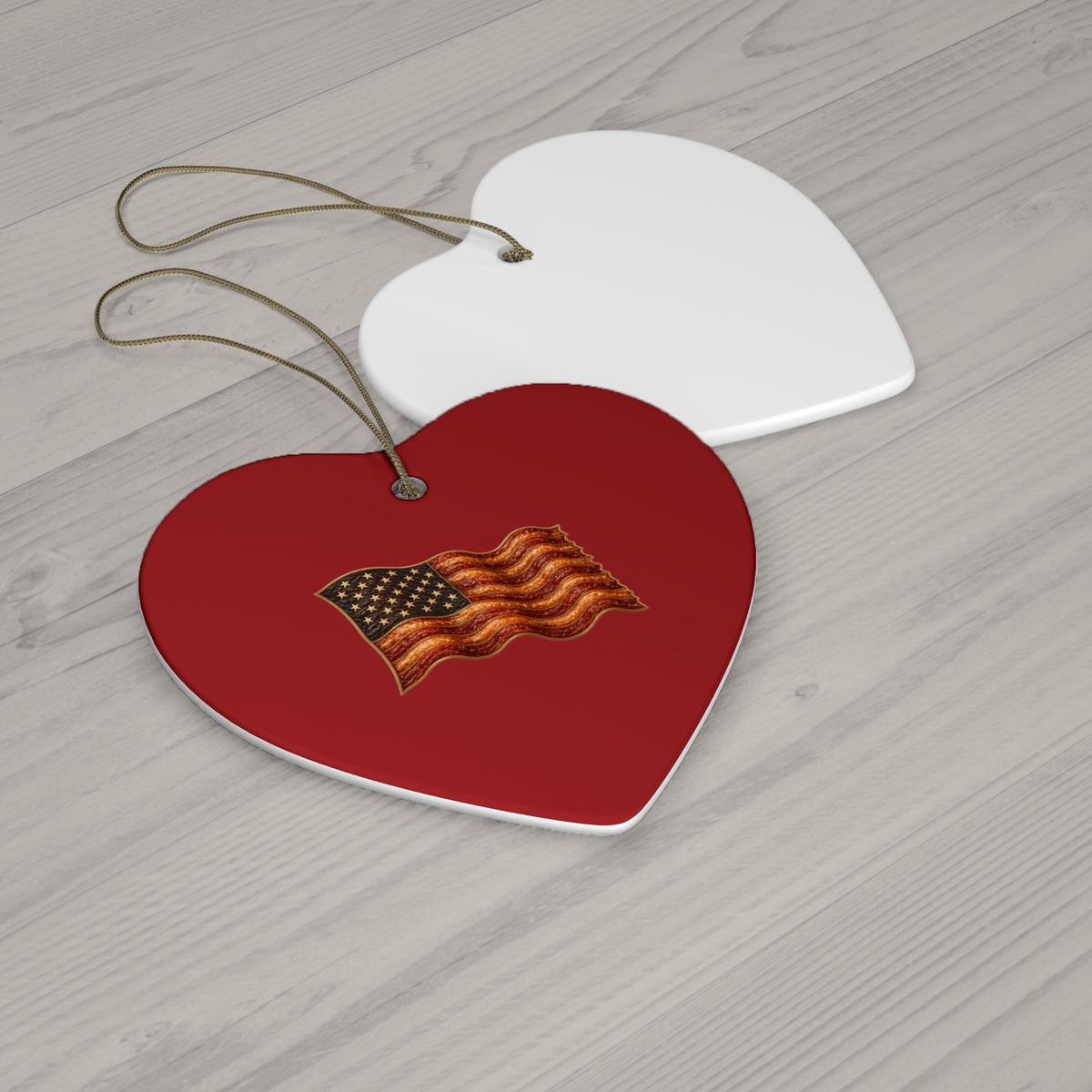 Bacon Flag Ceramic Christmas Ornament