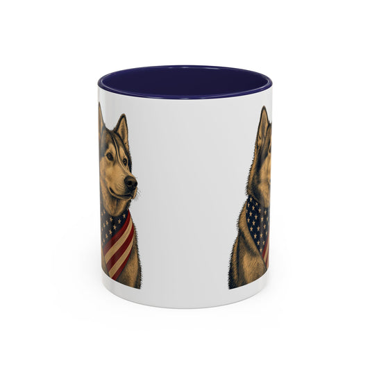 Patriotic Husky Accent Mug