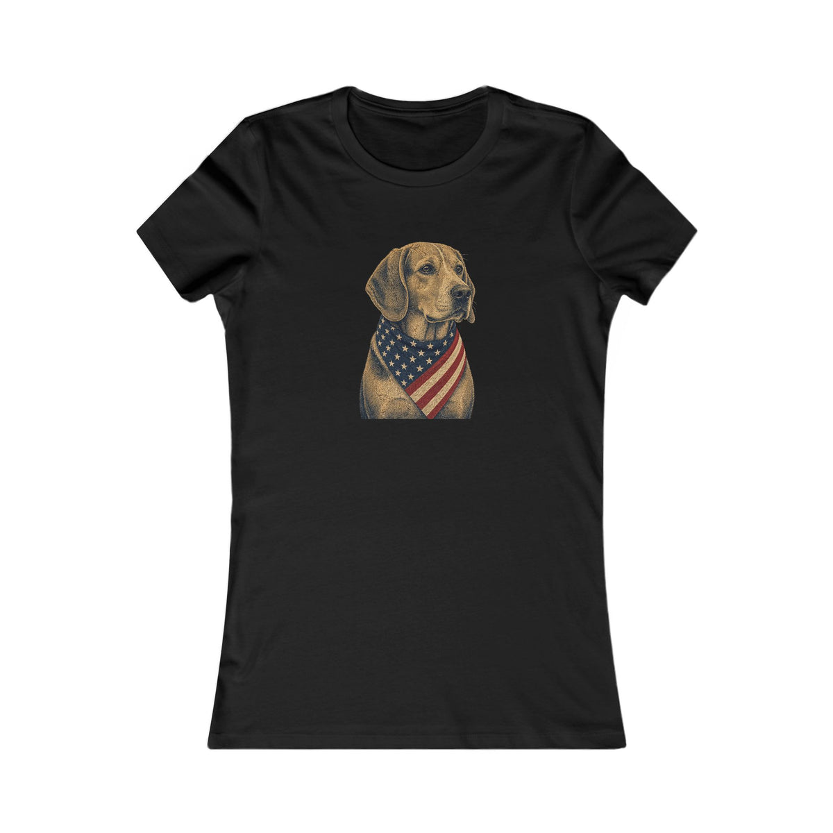 Patriotic Beagle American Flag Bandana Women's Slim Fit Tee