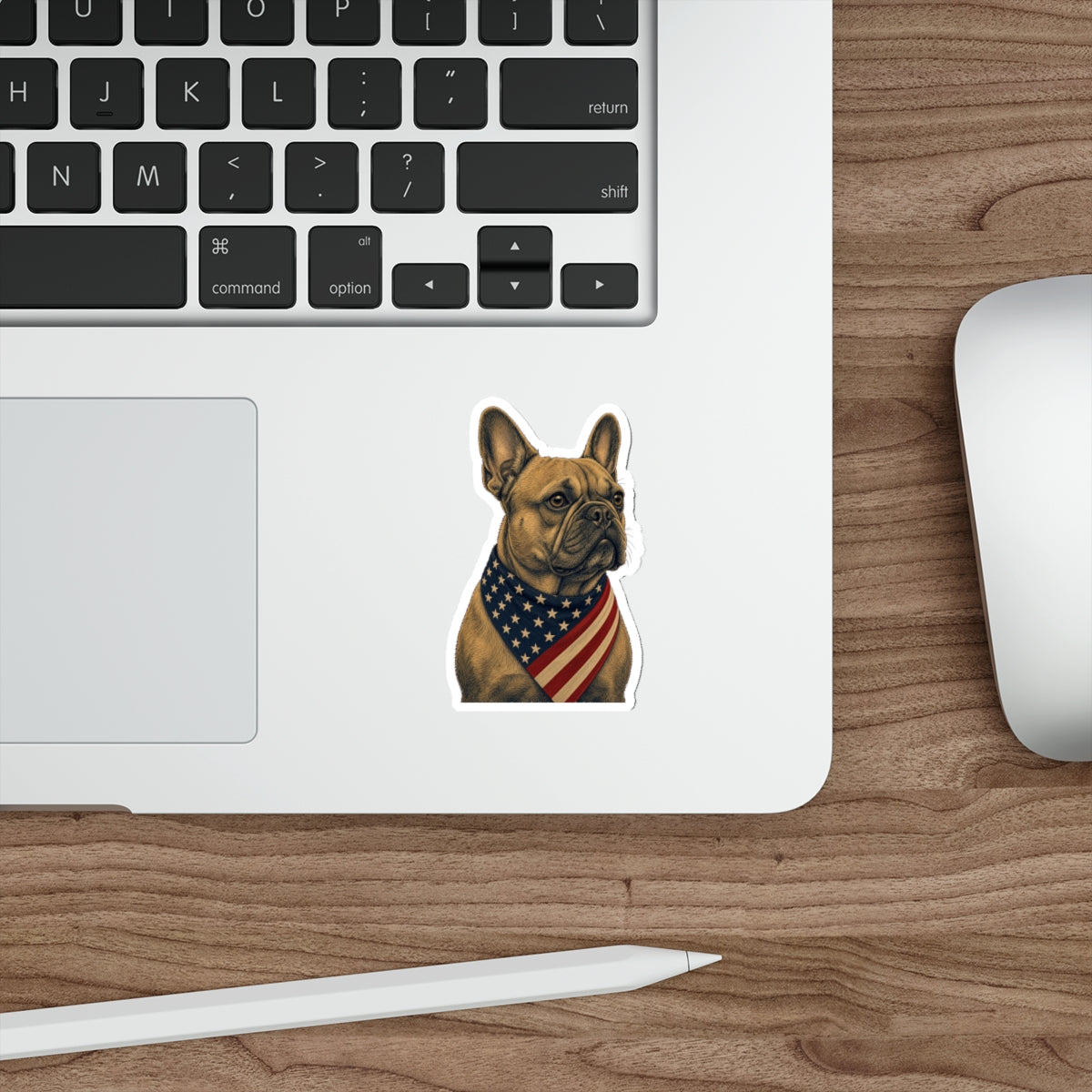 Patriotic French Bulldog American Flag Bandana Die-Cut Sticker