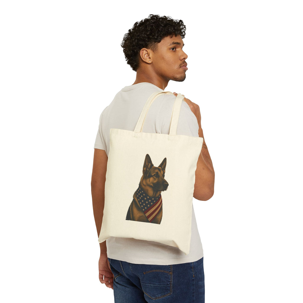 German Shepherd Patriotic Pup Canvas Tote Bag