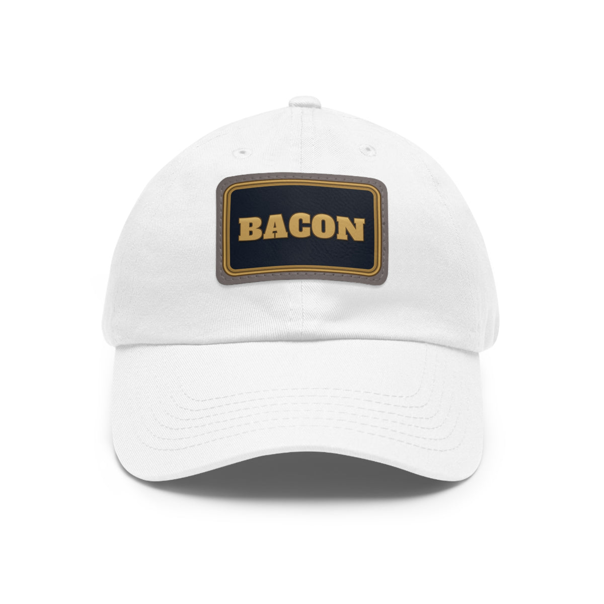 BACON Gold Block Faux Leather Patch Dad Hat