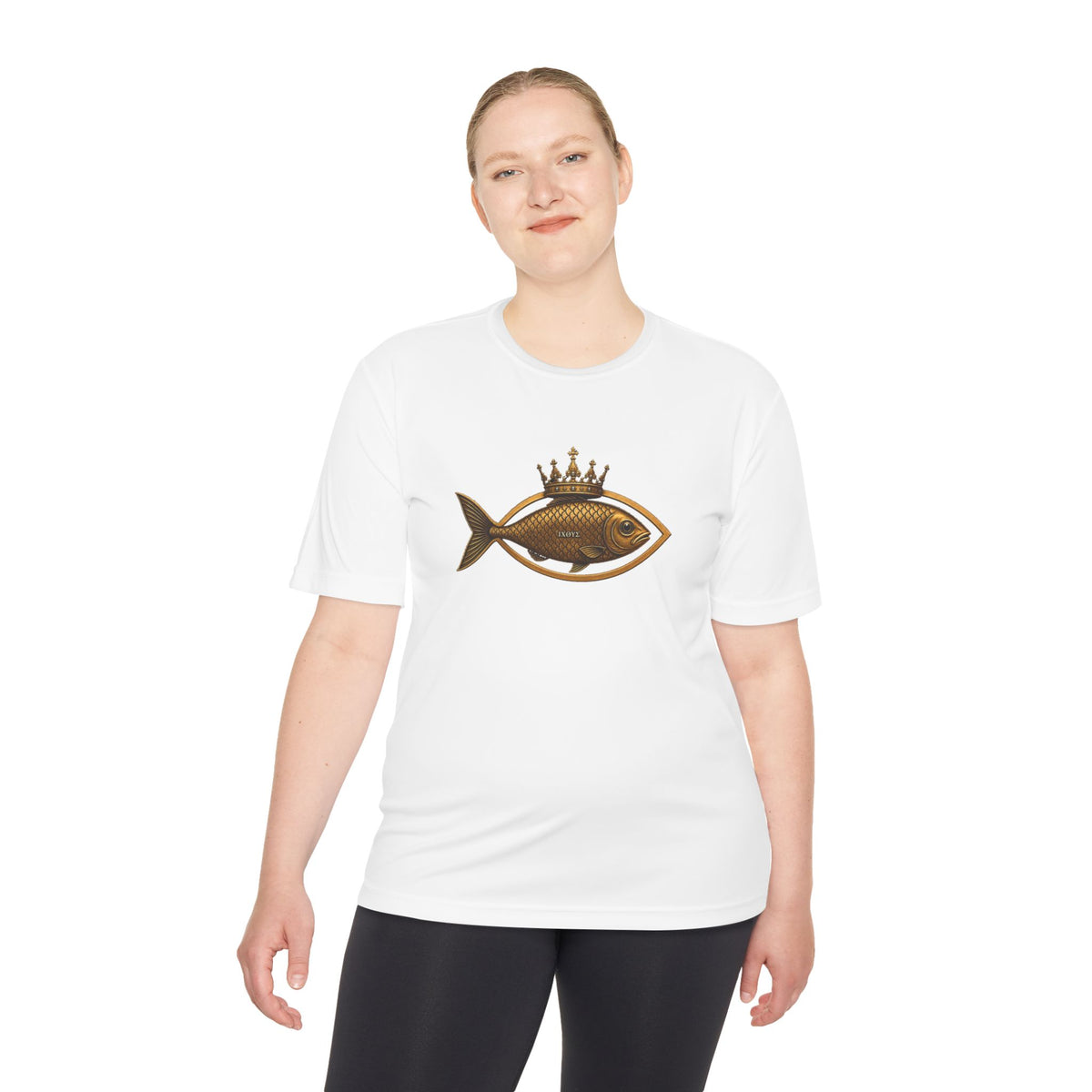 Crowned Ichthys Jesus Fish Men's Dry-Fit Performance Tee