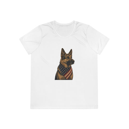 Patriotic German Shepherd American Flag Bandana Women's Dry-Fit Performance Tee