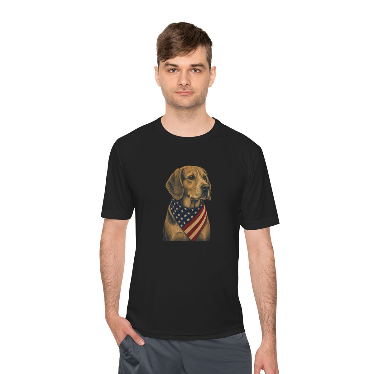 Patriotic Beagle American Flag Bandana Men's Dry-Fit Performance Tee
