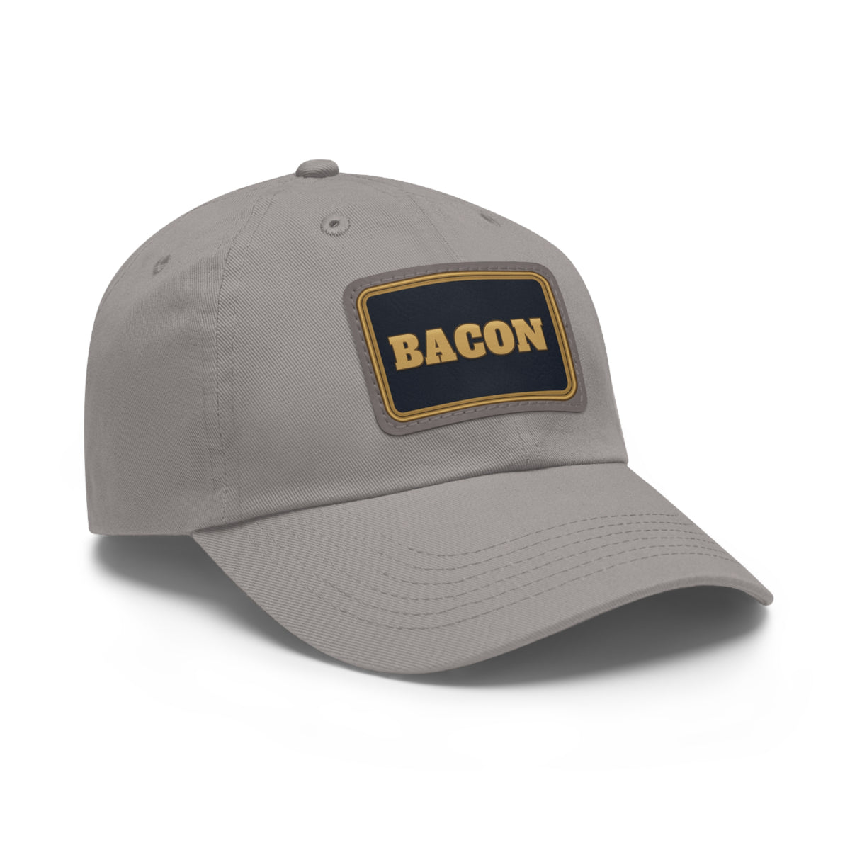 BACON Gold Block Faux Leather Patch Dad Hat