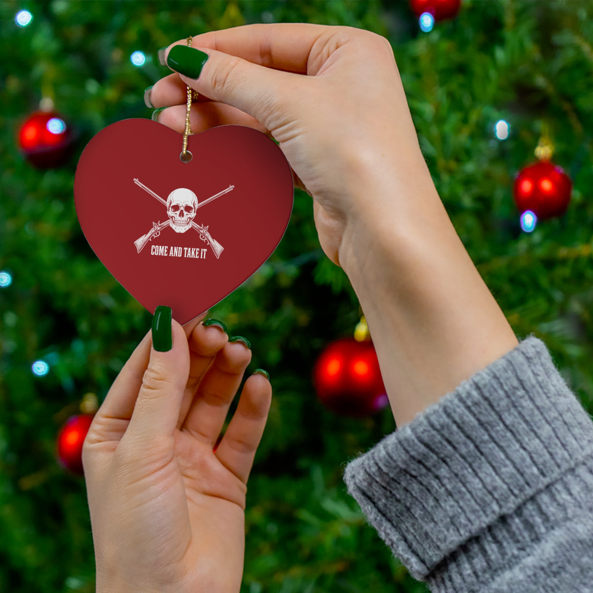 Come and Take It Jolly Roger Ceramic Christmas Ornament
